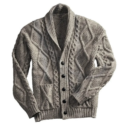 Fall/winter Sweater Men 2023 Fashion Solid Color Long Sleeve Lapel Coat Knitted Cardigan for Men