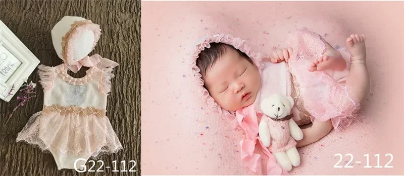 Newborn Photography Props Baby Girl Hat Shoes Lace Romper Bodysuits Outfits Photo Clothing Fotografia Boy Costume Accessories