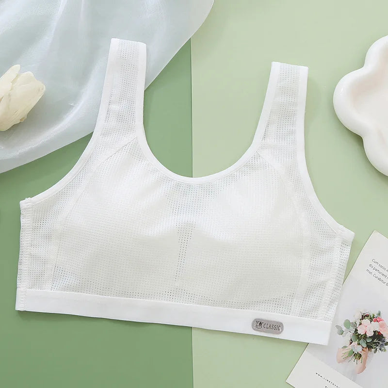 1-3PCS Thin Underwear for Teenage Girls  Anti-Bounce Bra for Schoolgirls Pure Cotton Sports Bra for Kids Bra Summer
