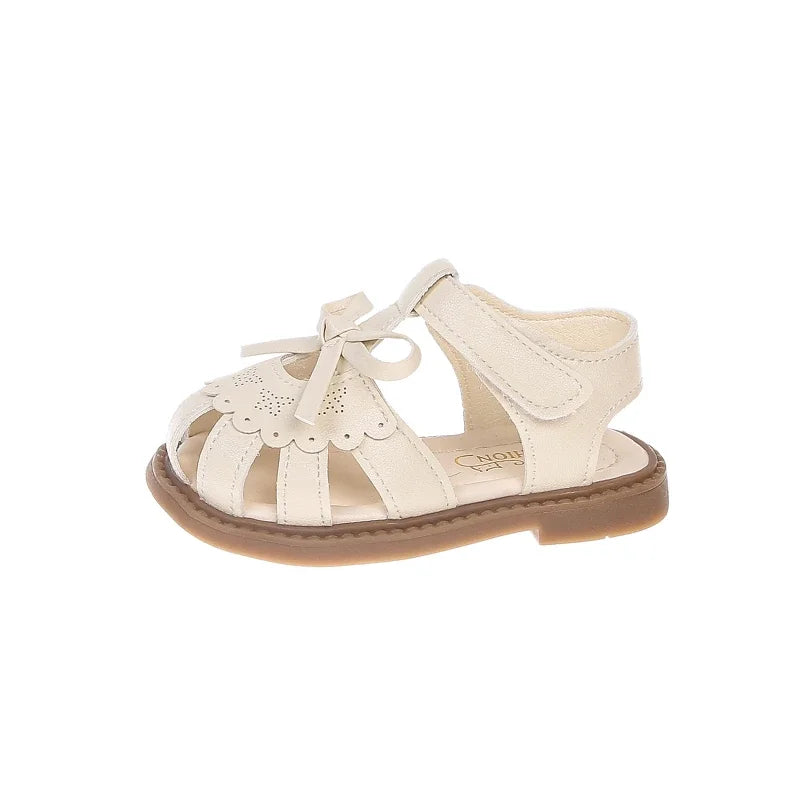 Baby Girls Beach Shoes Soft Sole for Kids Sandals T-strap Versatile 2025 Summer New Baby Walking Shoes Non-slip Sweet Size 15-26