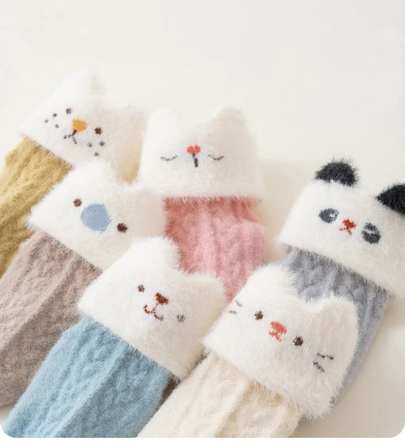 Newborn Baby Socks For Girls Boys Winter Warm Thick Cartoon Infant Toddler Sock Outdoors Warm Children's Floor Socks 0-5Years