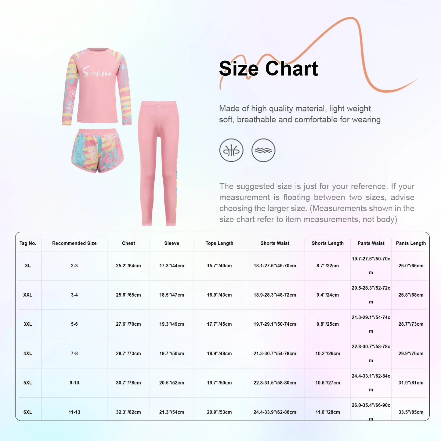 Girls 3-Piece UV Swimsuit Sun Protective Long Sleeve Rash Guard Swimwear Quickly Dry Swimming Shirt Top+Shorts+Pants Outfits