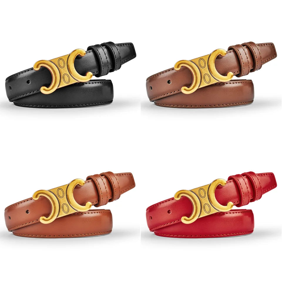 Fashion Women Belts High Quality Gold Buckle Best Matching Dress Jeans Belts for women