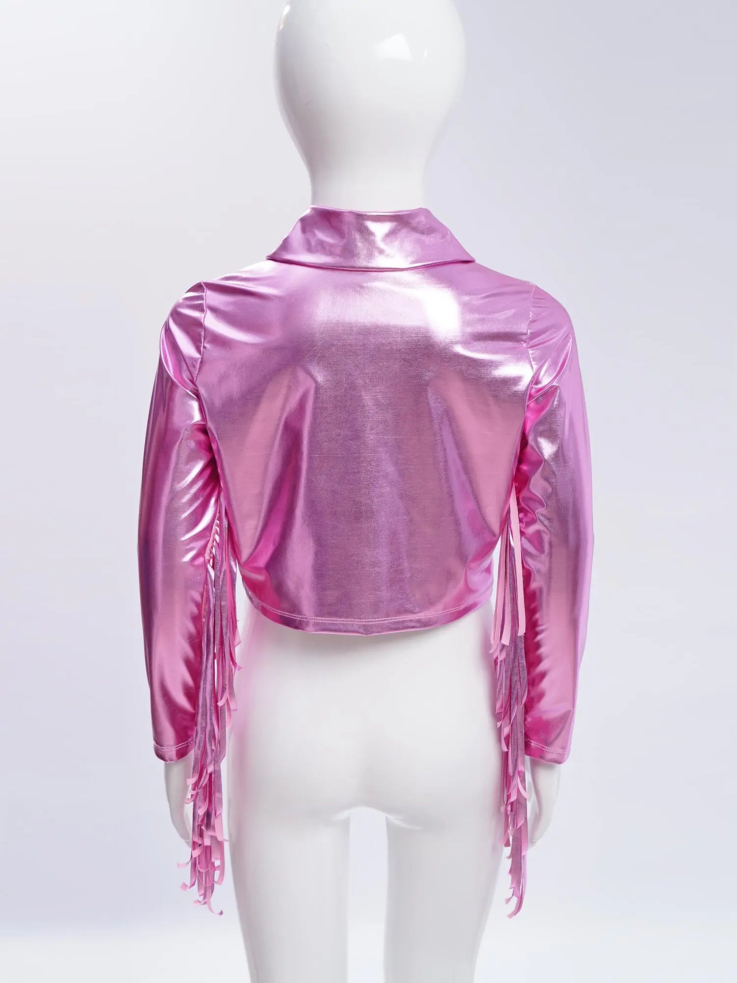 Kids Girls Long Sleeve Casual Sports Bomber Jackets Jazz Hip-hop Street Dance Costume Boys Shiny Metallic Baseball Outwear Coats
