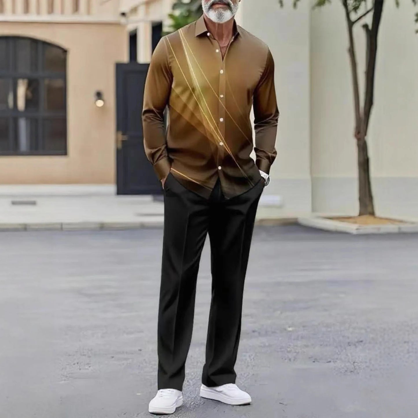Men's Versatile Casual Suit Autumn New Polo Co-ords Men's Two-piece Suit Long Pants + Short Sleeves