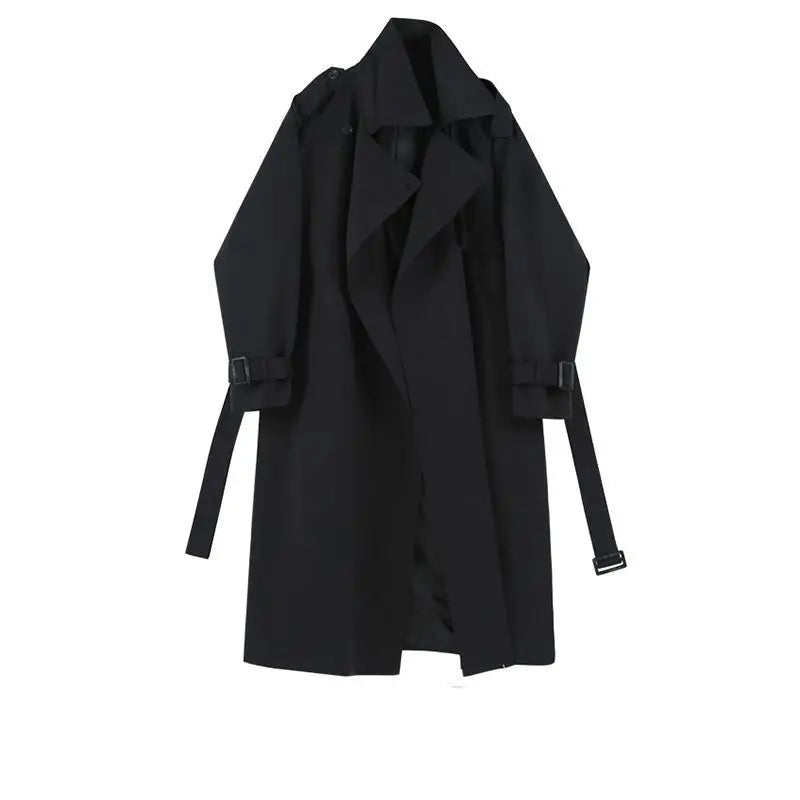 Fashionable and Versatile Women's Mid-length Windbreaker Coats for Spring and Autumn, with Loose Fit Design. Long Coat