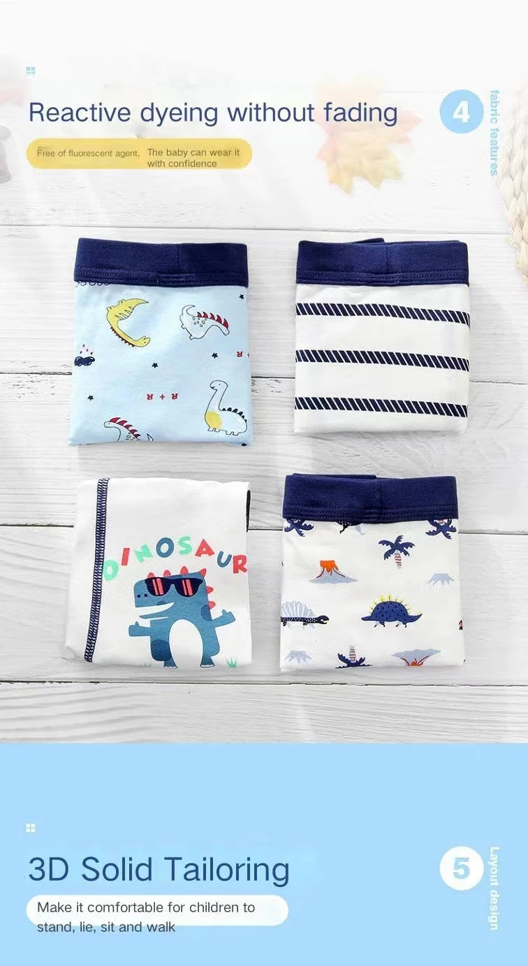 Children Boy Briefs 100% Cotton Soft Toddler Cartoon Girl Short Panties Kid Underwear for Infant Boy Teen Underpant 2 -15 Years