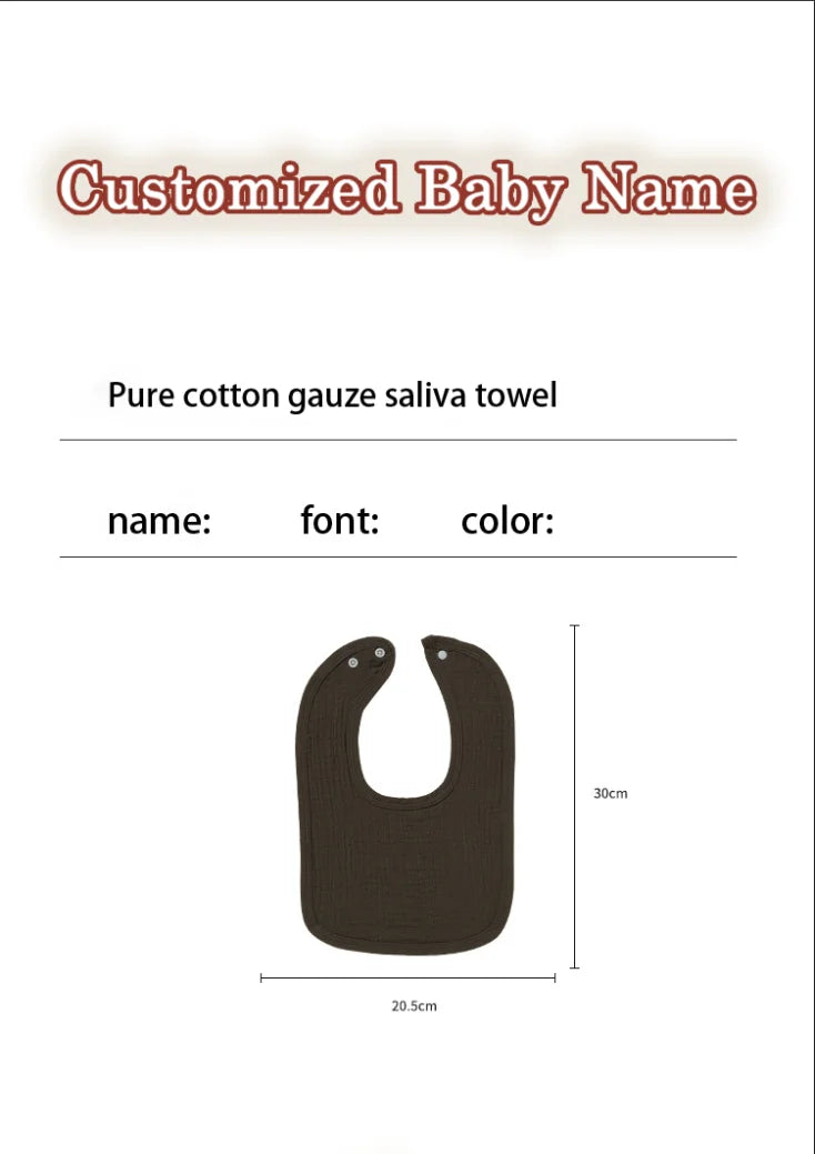 Personalized Baby Saliva Towel Pure Cotton Scarf Baby Feeding Stuff Infant Boys & Girls Custom Name Bib Gift 2Pcs