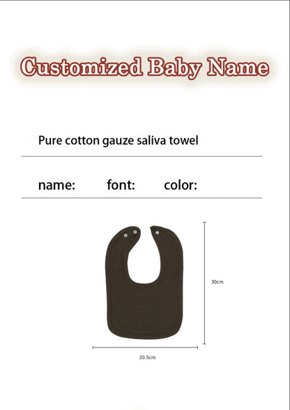 Personalized Baby Saliva Towel Pure Cotton Scarf Baby Feeding Stuff Infant Boys & Girls Custom Name Bib Gift 2Pcs