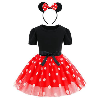 Baby Girl Dress for 1-8Yrs Children Summer Clothes Kids Cute Mouse Polka Dot Dress Girls Birthday Party Christmas Costume