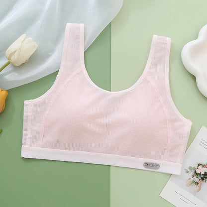 1-3Pcs Thin Summer Underwear for Teenage Girls, Anti-Bounce Vest for Students Cotton Sports Bra for Kids Student Vest