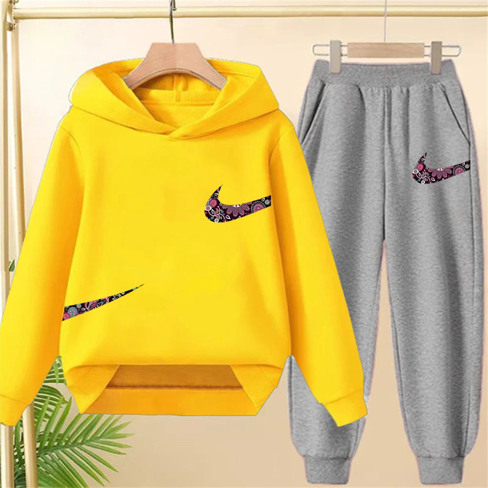 Children's Hoodie Coat +Pants black Children Boys Girls Hoodie Tops Leisure Sweatshirr Toddler 3-12 Year new fashion Clothing