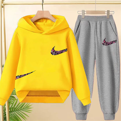 Children's Hoodie Coat +Pants black Children Boys Girls Hoodie Tops Leisure Sweatshirr Toddler 3-12 Year new fashion Clothing