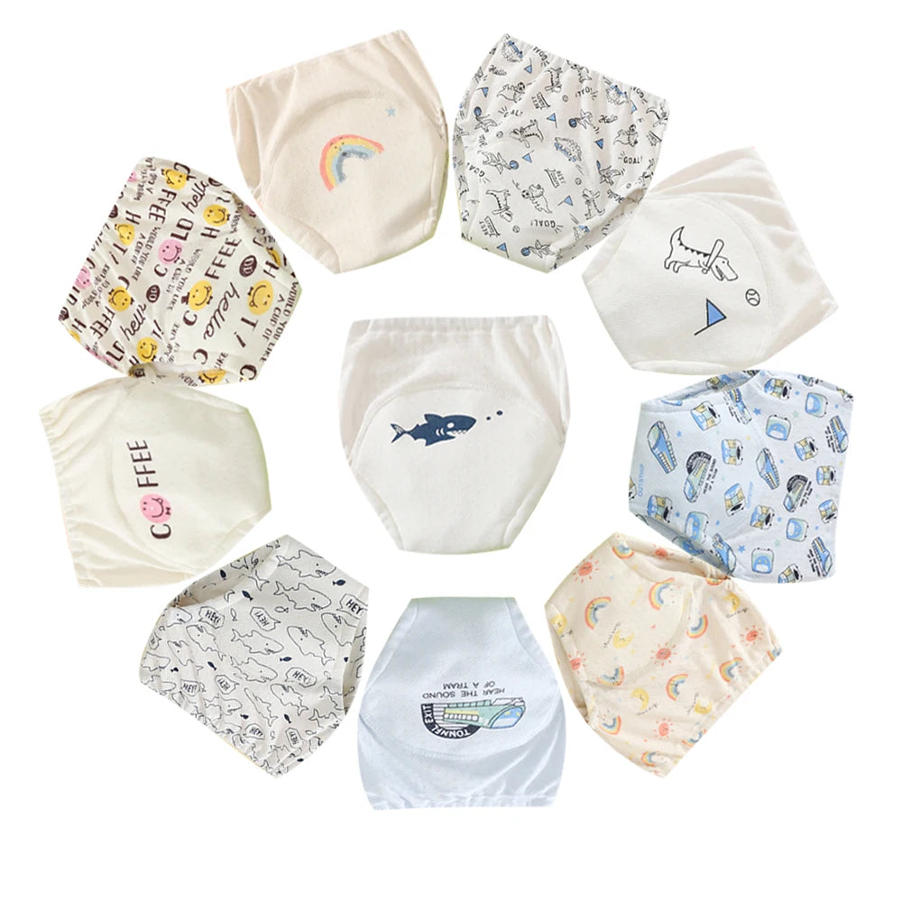 10 Pcs Reusable Baby Training Pants Washable Kids Cloth Diaper Nappies Changing Underwear Infant Toddler Potty Training Panties
