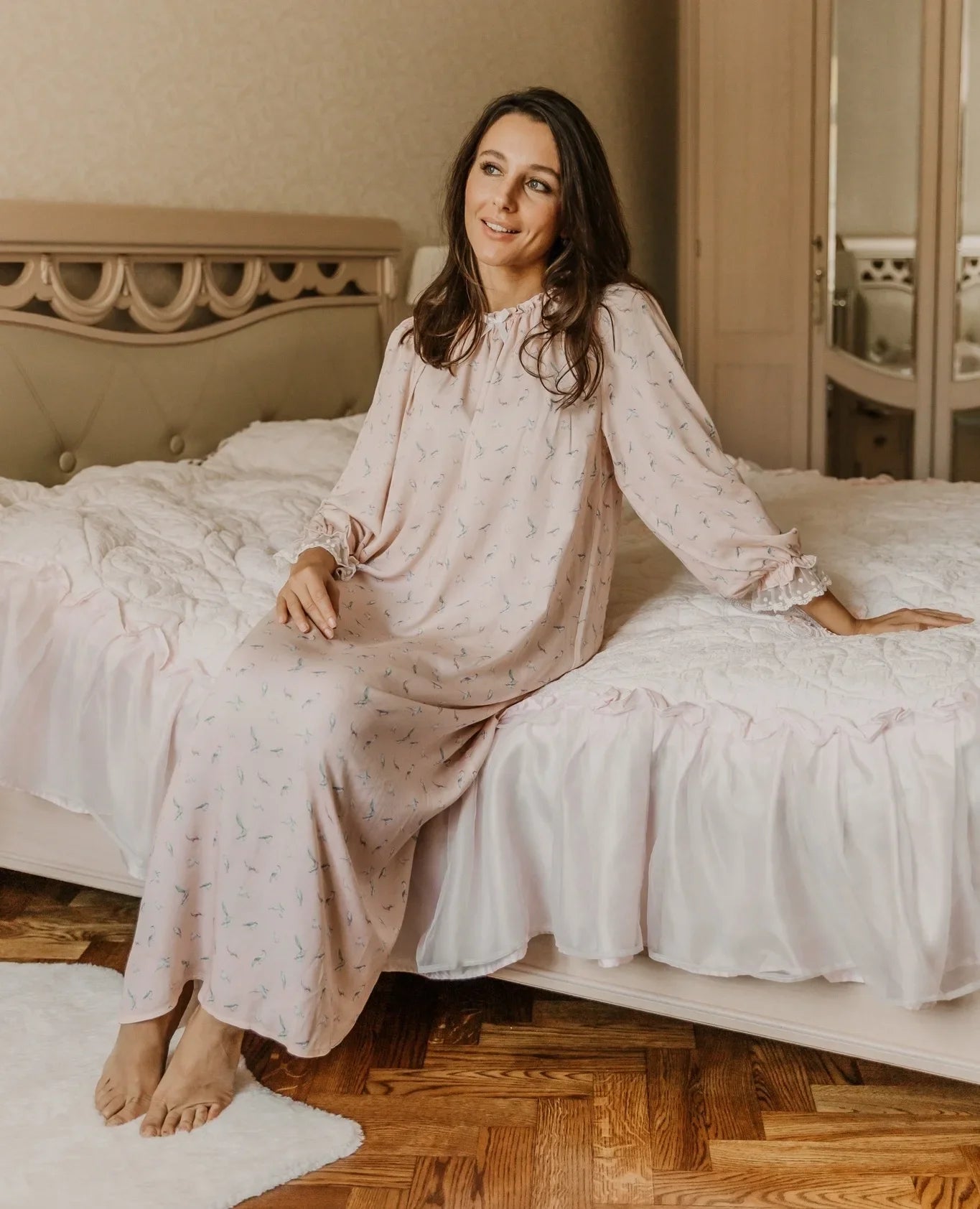 Girls Pajamas Set 2025 Spring And Summer New Blue Lace Lace Children's Home Clothing Cotton Printed Pajamas Children's Clothing