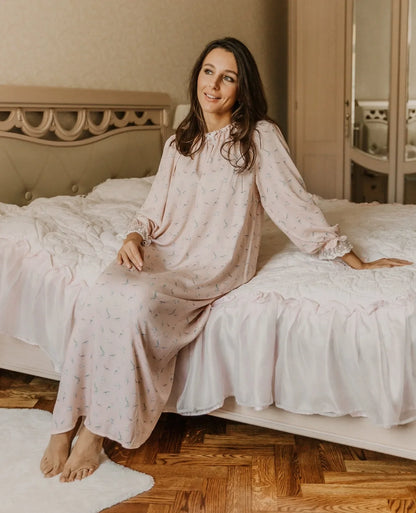 Girls Pajamas Set 2025 Spring And Summer New Blue Lace Lace Children's Home Clothing Cotton Printed Pajamas Children's Clothing