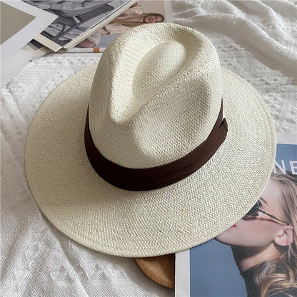 Men's Panama Hat Simple Unisex Five-point Straw Summer Travel Holiday Sun Hat Retro Hat gorras para hombres