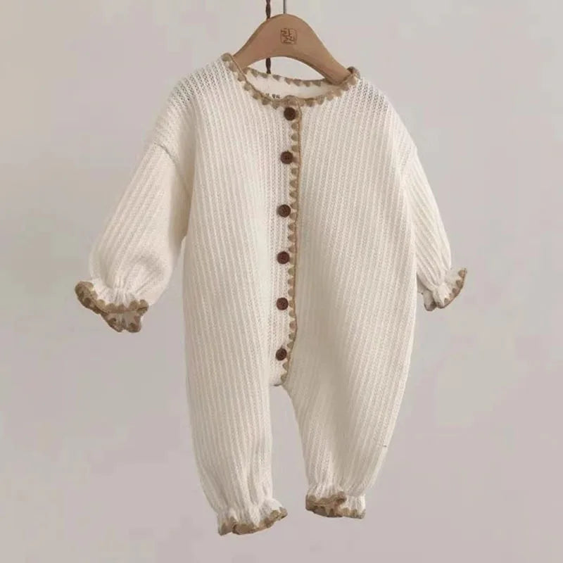 New Baby Girl Vintage Romper Japan Style Infant Soft Cotton Long Sleeve Jumpsuit Newborn Pajamas Baby Casual Home Clothes 0-24M
