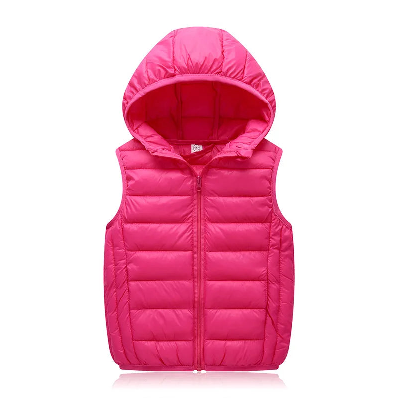 2025New Children Down Vest Girls Hooded Jacket Winter Waistcoats Boy Baby Autumn Outerwear Coats 3-12 Years Kids Warm Clothes