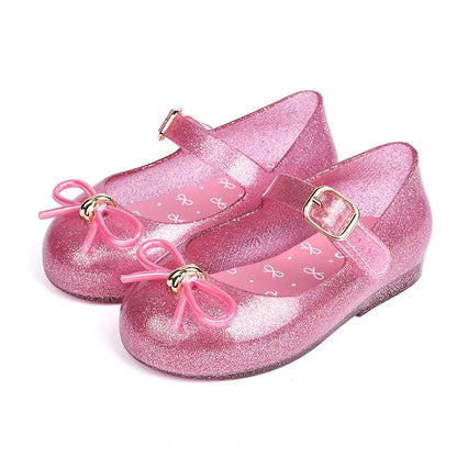Spring and summer new girls' sandals 25 years old Baotou bow princess jelly single shoes children's dance shoes cross-border dro