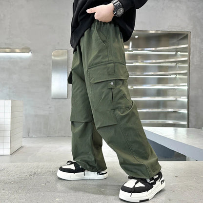 Boy Straight Pants Autumn Kids Fashion Trousers Children Casual Trackpants 2025 New Teen Work Trousers