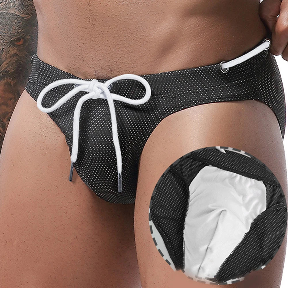 Men's Sexy Swimming Briefs Swimsuit Summer Beach Bikini Fashion Beach Breathable Large Pouches Surf Shorts Beachwear ﻿