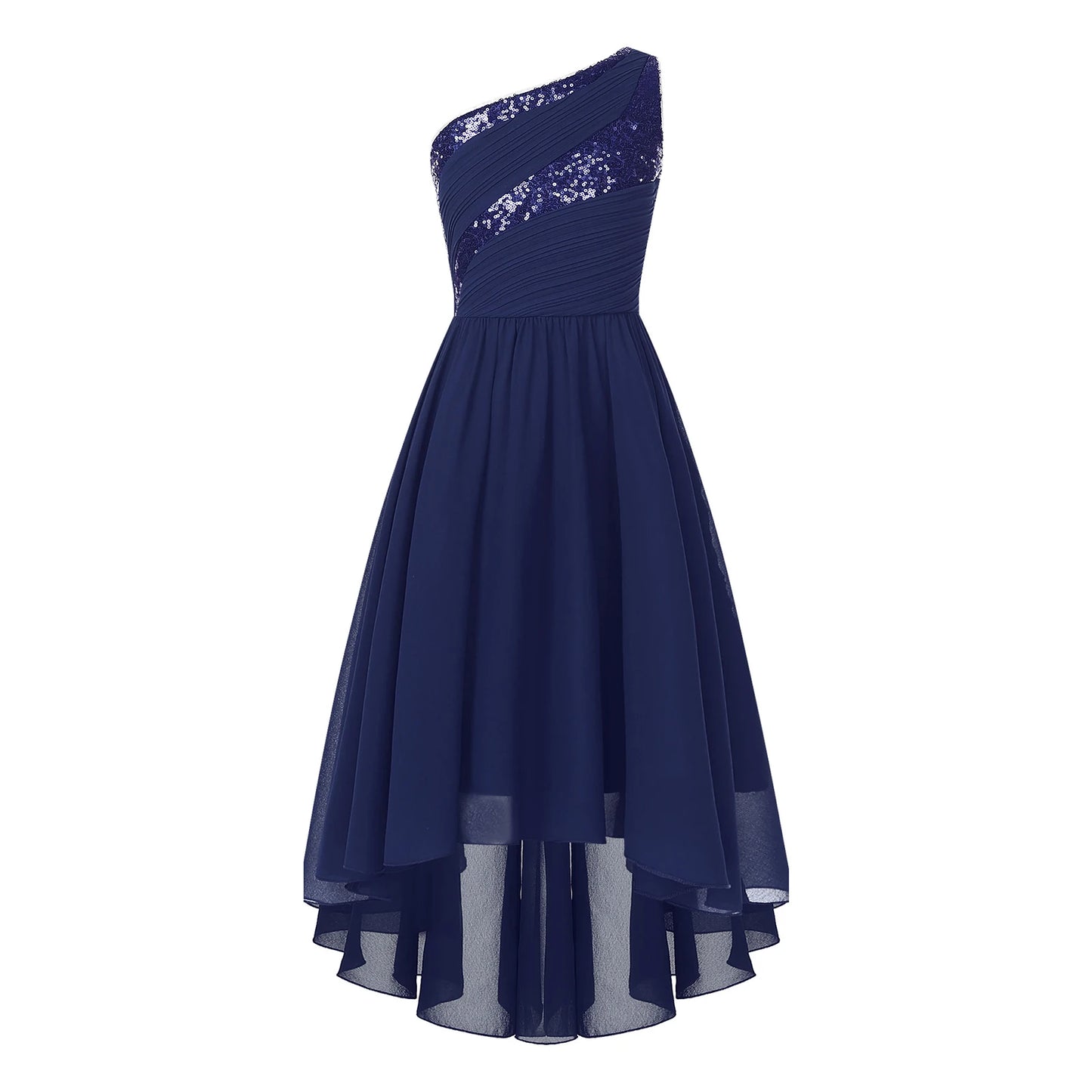 2025 Teens Girl's Dress for Wedding Party Sequin One Shoulder Princess Formal Gown for Holy Communion Chiffon Flower Girl Dress