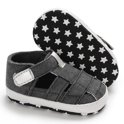 Newborn Boys And Girls Baby Shoes Fashion Canvas Soft Soles First Walking Shoes Breathable Sandals Popular Summer Beach Shoes