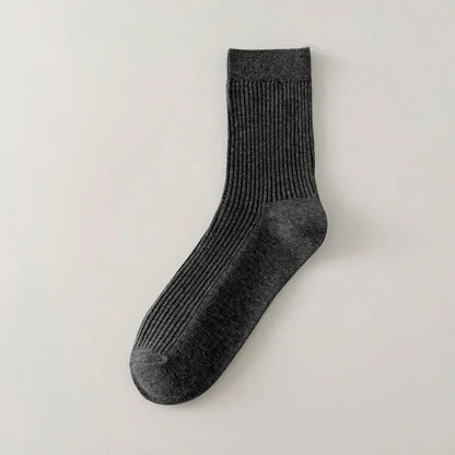 Mens Socks Casual Fashion  Men Business Male Breathable Elastic Cotton Long Socks Solid Color Black Blue Gray SocksAutumn Winter