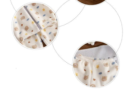 Baby Girl clothes new plush thickened two-piece set of fleece cartoon casual home clothes children's tops and bottom sets