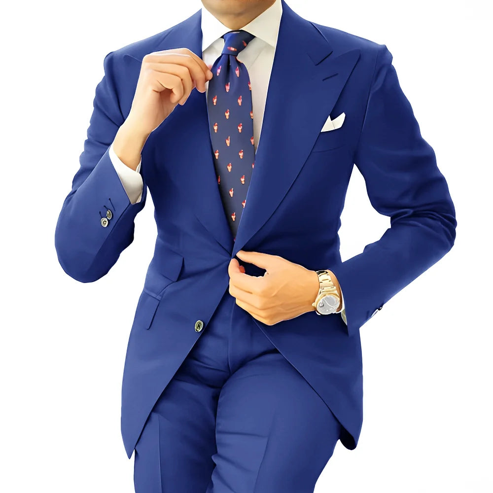 Formal Men's Suit Office Long Work Clothes Groom Tuxedo Jacket Pants XS-5XL Tailored Suit Dark Gray Blazer