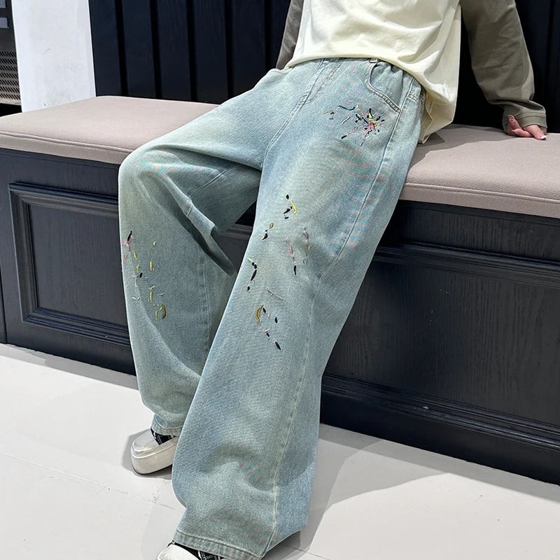 Girls' pants Korean style jeans spring outfit super huge and beautiful girls' casual pants with a trendy style for spring an