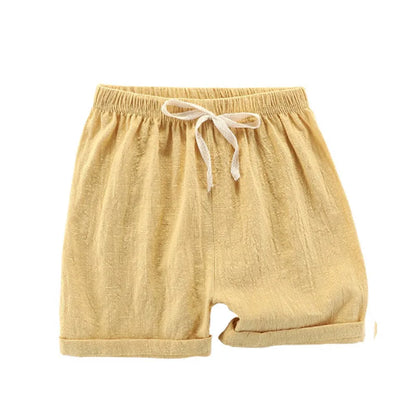 Teenage Boy Shorts 150 160cm Summer Clothing Cotton Linen Shorts Light Blue Black Red Children Shorts for Girls Toddler Clothes