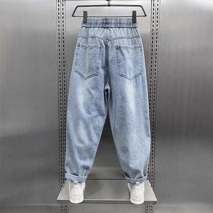 Men's Jeans Fashion Casual Jogger Harem Denim Pants Hip Hop elastic waist Letter printing jeans Male Trousers 2025 spring new