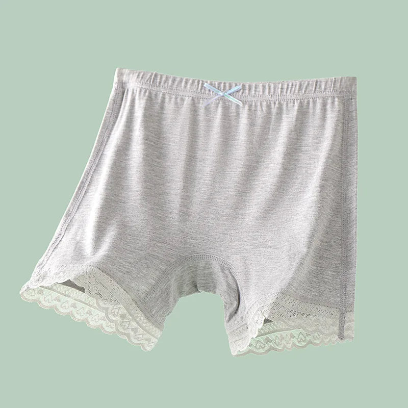 Girls Anti-Embarrassment Safety Shorts Kids Lace Trim Seamless Boyshorts Cotton Trim Underwear for Kids