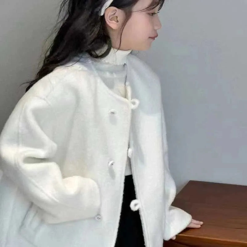 Girls' Outerwear With Woolen Fabric And Thick Cotton Jacket Winter Clothing New Fashionable Children'S Coat Children'S Clothing