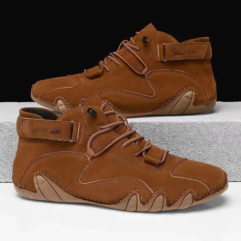 Men's New Leather Design Shoes Lightweight Easy  Comfortable Breathable Suitable Outdoor Cycling Walking  Flat Bottomed Boots