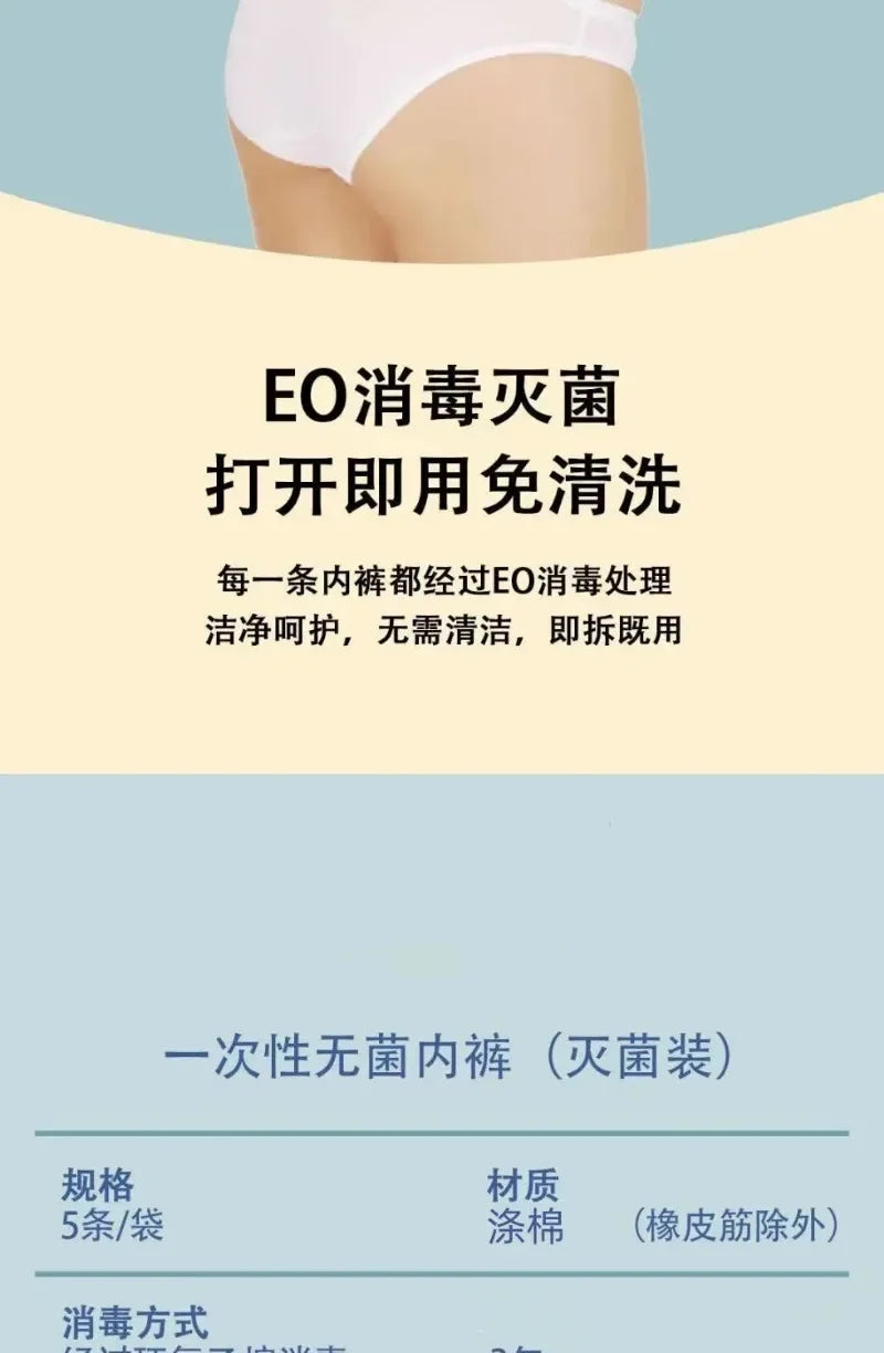 Disposable Sterile Underwear for Women Waiting for Childbirth After Confinement, Large Size Free Wash Travel Necessities