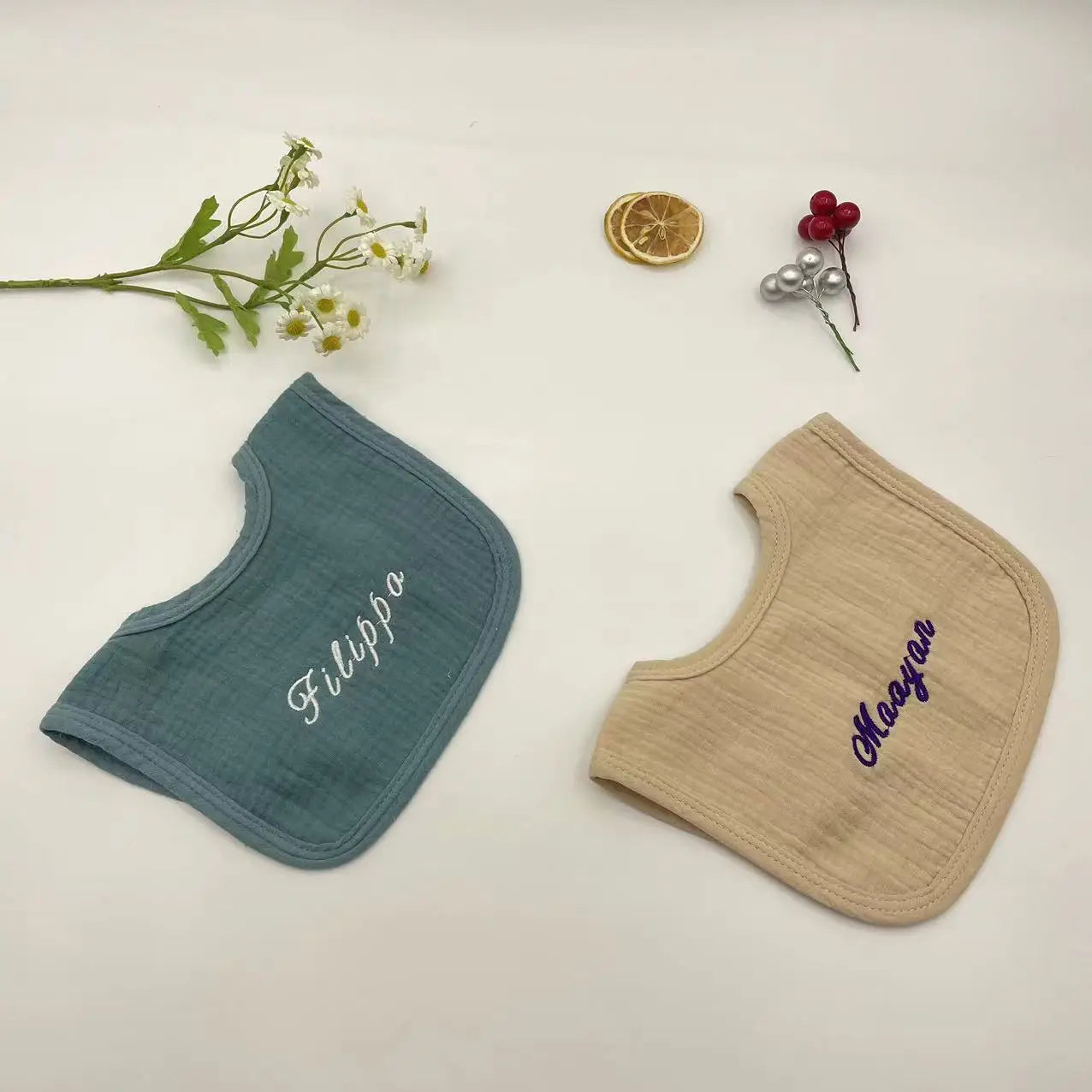 Personalized Baby Saliva Towel Pure Cotton Scarf Baby Feeding Stuff Infant Boys & Girls Custom Name Bib Gift 2Pcs