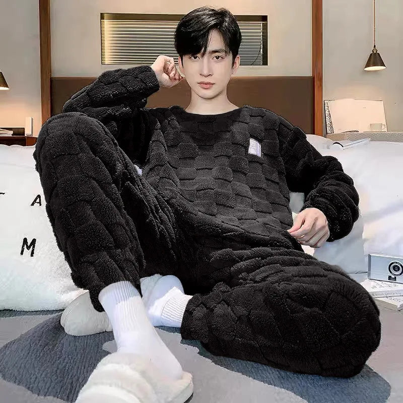 Sleepwear Pajamas for Men Winter Warm Nightwear Sleepwear for Sleeping Couple Big Size Pajamas Man Set Autumn Home Wear Suits