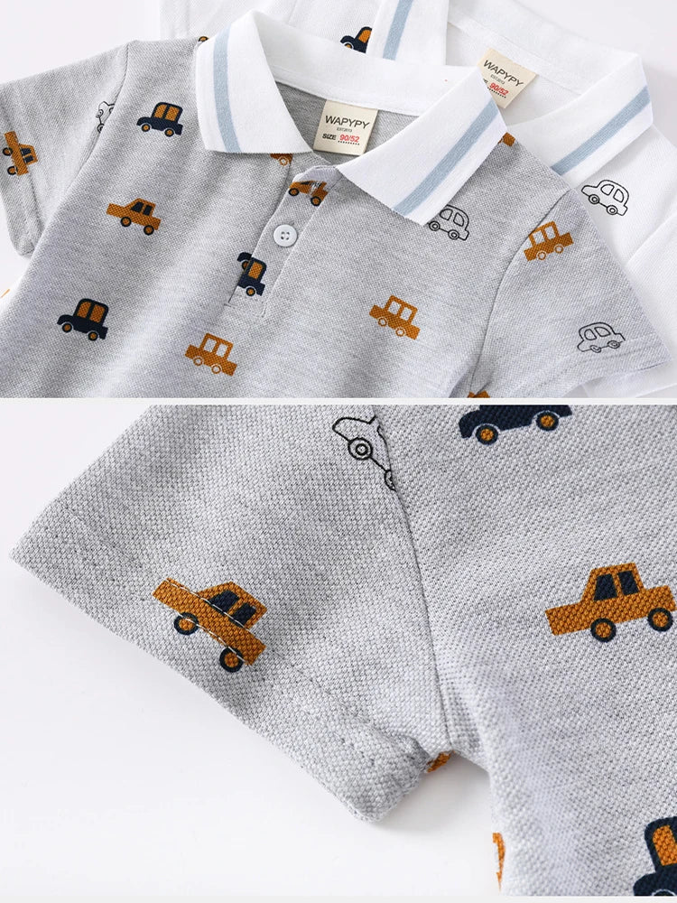 Baby Boy Clothes Summer Short Sleeve Children's Polo Shirts Toddler Kids Cotton T-shirts Boys Lapel Cartoon Tees Kids Sport Tops