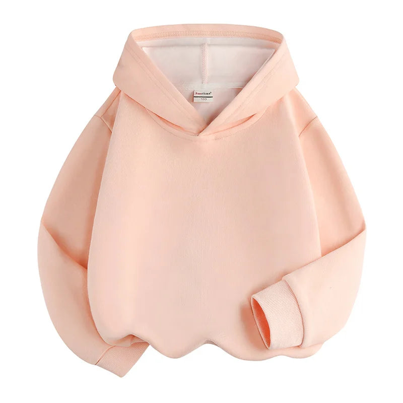 Children's Autumn Hoodies New Boys Girls Casual Hooded Sweatshirts Solid Color Jackets Teenager Fashion Spring Loose Sportswear