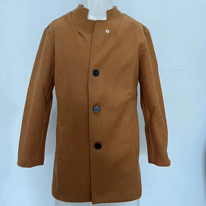 Men's Windbreaker Coats Business Casual Wool Blends Jackets Men Autumn Winter Fashion Stand Collar Vintage Outwear Man Clothing