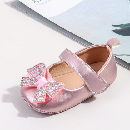 Baby Girls Shoes PU Toddler Princess Dress Shoes For Girls With Bowknot Flat Non-Slip Rubber Soles Spring Summse Infant Shoes
