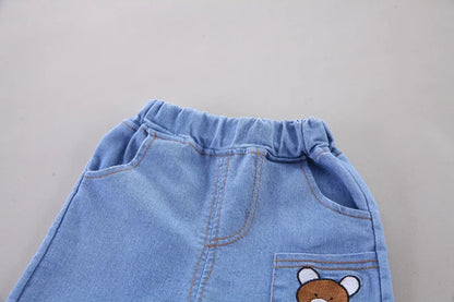 Baby Boys Clothes Sets Summer Kids Cotton Cartoon Bear T-shirt+Shorts Suit Toddler Outfit Boy Clothes Children Costume 1 -5Year