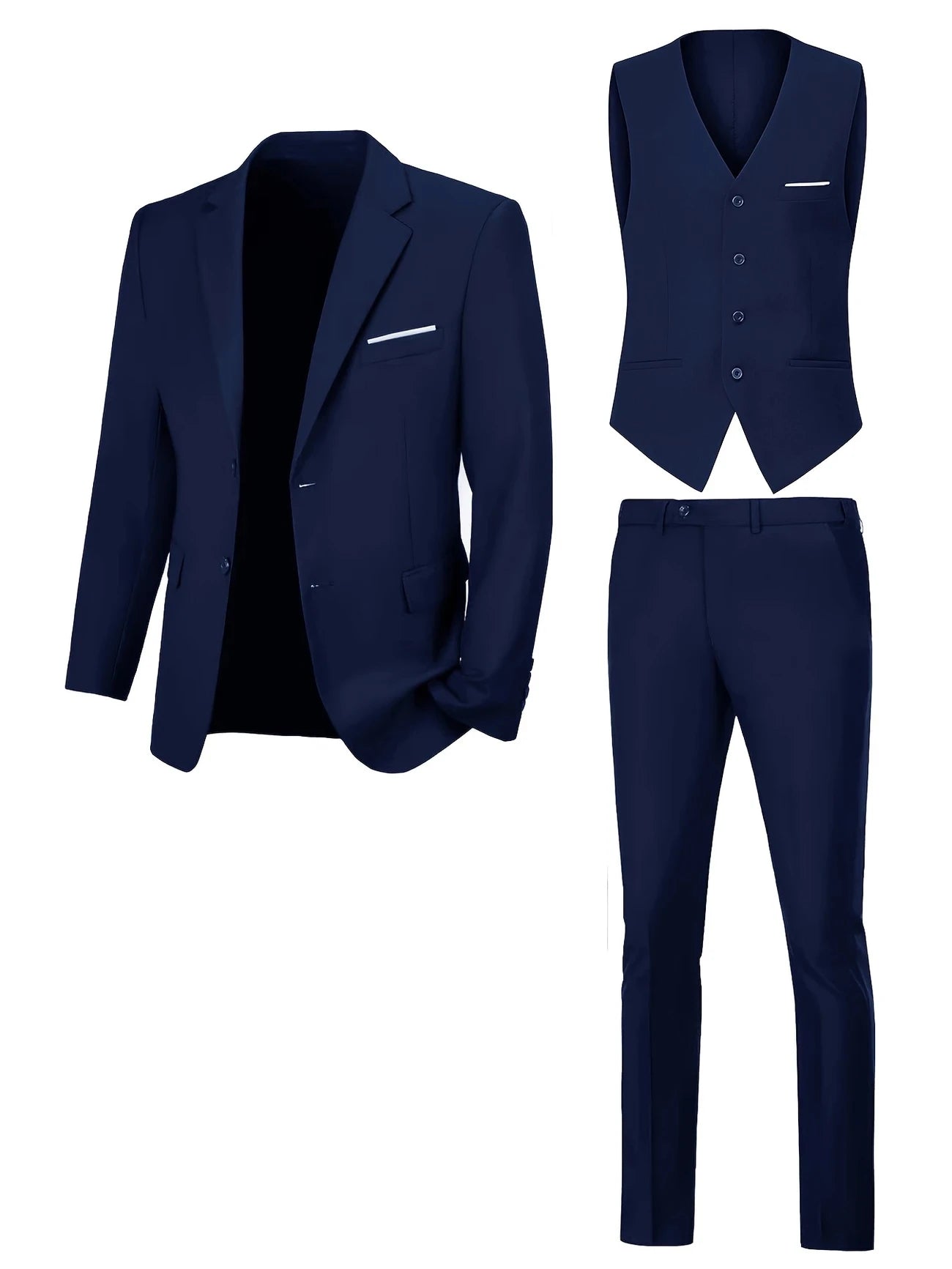 Men's 3-piece suit, green fruit collar, large suit, suit pants, formal tie, wedding dress, vest, work uniform, holiday gift.