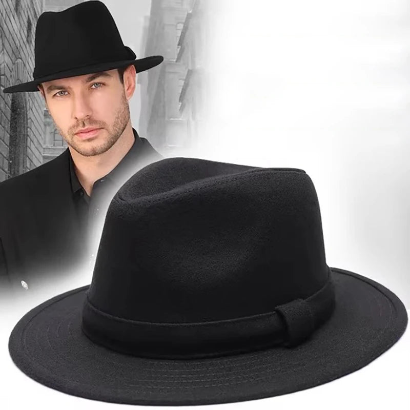 Men British Felt Jazz Hats for Middle Aged Men Bucket Hat Wool Fedoras Hat Autumn Winter Gentlemen Wedding Party Magic Caps