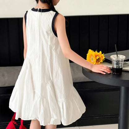 New Summer Girls Princess Dress Kids Sleeveless Dress with Ruffles Design Dresses for Teen Child Casual Vacation Beach Dress