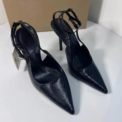 2026 High Heels Women Shoes Elegant Pointed Toe Ankle Strap Black Luxury Designer Stilettos Party Wedding Pumps for Lady