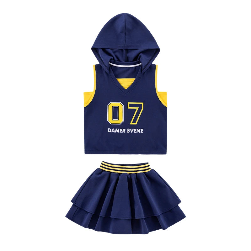 Girls Clothes Set Kids Two Pieces Suits Child Sporty Style Tee+Shorts Sets Tween Girls Clothes Set With Number Design Size 4-14Y